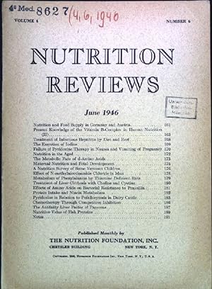 Seller image for A Nutrition and Fetal Development - In : Vol. 4, Number 6 June/1946, Nutrition Reviews. for sale by books4less (Versandantiquariat Petra Gros GmbH & Co. KG)