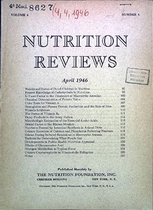 Seller image for Urinary Excretion of Calcium and Phosphorus Following Fracture. - In : Vol. 4, Number 4, April 1946, Nutrition Reviews. for sale by books4less (Versandantiquariat Petra Gros GmbH & Co. KG)
