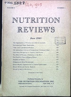 Seller image for Manganese in Bone Development. - In : Vol. 3, Number 6, June /1945, Nutrition Reviews. for sale by books4less (Versandantiquariat Petra Gros GmbH & Co. KG)
