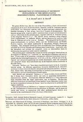 Bild des Verkufers fr Distribution of cytologically different populations of the genus Bulinus (Basommatophora: Planorbidae) in Ethiopia zum Verkauf von ConchBooks