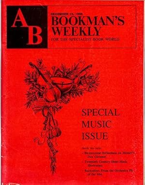 Seller image for AB Bookman's Weekly, For the Specialist Book World. December 15, 1986, Volume 78, Number 24. Special Music Issue for sale by Lirolay