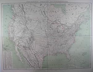 Vereinigte Staaten von Nordamerika. Grenzkolorierte, lithographierte Karte in 4 Blatt (mit Leinen...