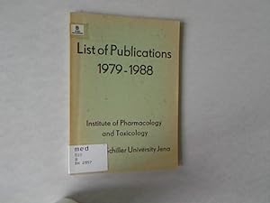 Bild des Verkufers fr List of publications 1979 - 1988. Institute of Pharmacology and Toxicology. zum Verkauf von Antiquariat Bookfarm