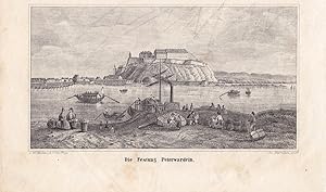 Die Festung Peterwardein, Petrovaradin, Festung von Novi Sad. Lithographie um 1840 von Jos. Harmi...