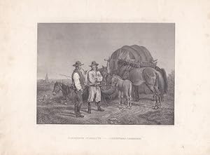 Ungarische Fuhrleute, Carrettieri Ungheresi, schöner Stahlstich um 1855 von Appold nach A. Klein,...