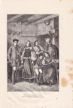 Tracht, Types et Costumes de la Hongrie, Holzstich um 1878 von Lix nach M. Koller, Blattgröße: 26...