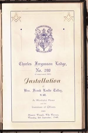 Charles Fergusson Lodge, No. 290 Installation of Bro. Frank Leslie Talley, S.W.