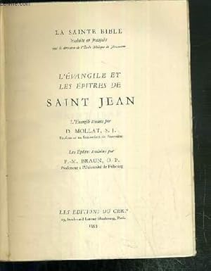 Bild des Verkufers fr L'EVANGILE ET LES EPITRES DE SAINT JEAN - LA SAINTE BIBLE zum Verkauf von Le-Livre