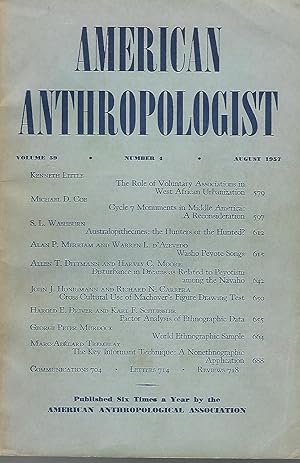 Imagen del vendedor de American Anthropologist: Organ of the American Anthropological Association: Volume 59, No. 4: August, 1957 a la venta por Dorley House Books, Inc.