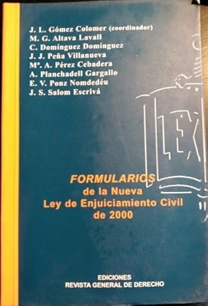 Imagen del vendedor de FORMULARIOS DE LA NUEVA LEY DE ENJUICIAMIENTO CIVIL DE 2000. a la venta por Libreria Lopez de Araujo