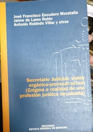 Image du vendeur pour SECRETARIO JUDICIAL: VISION ORGANICO-PROCESAL ACTUAL (ENIGMA O REALIDAD DE UNA PROFESION JURIDICA DEVALUADA). mis en vente par Libreria Lopez de Araujo