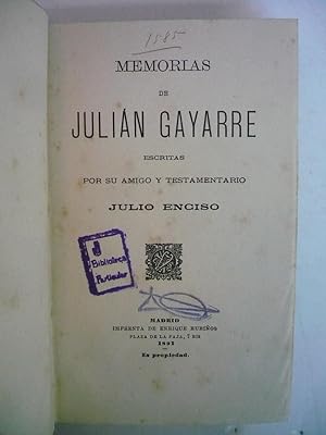 MEMORIAS DE JULIÁN GAYARRE.