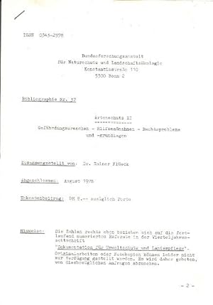 Bild des Verkufers fr Bibliographie Nr. 37: Artenschutz II. zum Verkauf von Buchversand Joachim Neumann