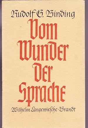 Vom Wunder der Sprache. Geschrieben vo Prof.Dr. Otto Hurm, Wien im Dezember 1941 für den Verlag W...