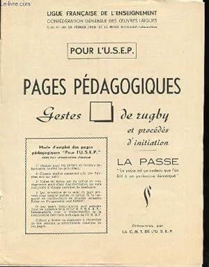 Seller image for POUR L'USEP : PAGES PEDAGOGIQUES / GESTES DE RUGBY ET PROCEDES D'INITIATION : LA PASSE (FICHE 1 + FICHE 2 + FICHE 3 + FICHE 4 + FICHE 5 + FICHE 6 + FICHE 7 + FICHE 8). for sale by Le-Livre
