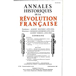 Annales historiques de la Révolution Française . N° 261 - Juillet - Septembre 1985 - [ De Mably à...