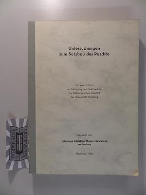 Untersuchungen zum Satzbau des Paschto -Dissertation zur Erlangung der Doktorwürde der Philosophi...