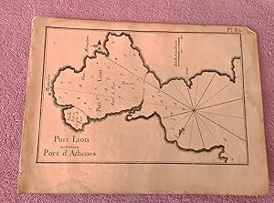 PORT LION, D'ATHENES, PLANS DES PORTS ET RADES DE LA MER MEDITERRANE, J. ROUX 1764