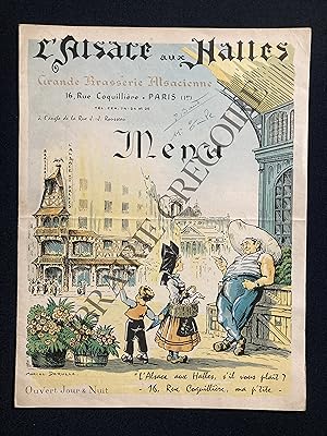 MENU "L'ALSACE AUX HALLES"-ILLUSTRATION MARCEL DERULLE