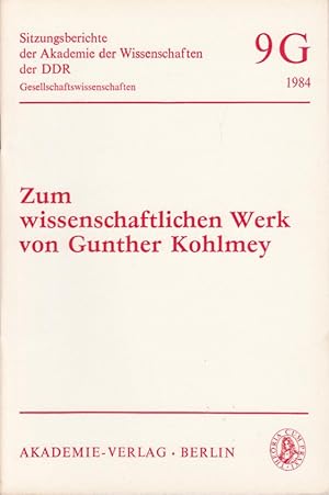 Zum wissenschaftlichen Werk von Gunther Kohlmey