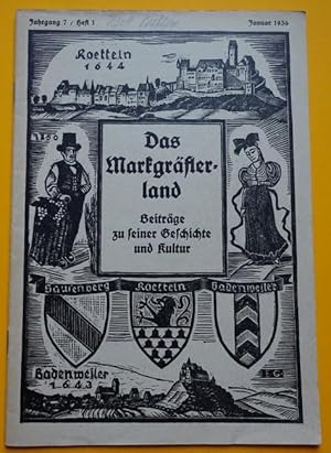 Imagen del vendedor de Das Markgr�flerland 1936 Heft 1 (Beitr�ge zu seiner Geschichte und Kultur) a la venta por ANTIQUARIAT H. EPPLER