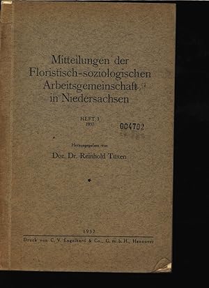 Image du vendeur pour Mitteilungen der Floristisch-soziologischen Arbeitsgemeinschaft in Niedersachsen, Heft 3, 1937. mis en vente par Antiquariat Bookfarm