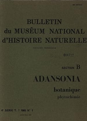 Bild des Verkufers fr Bulletin du Museum National d'Histoire Naturelle, section B, Adansonia - botanique, phytochimie, 4e serie, T. 7, 1985, No 1. zum Verkauf von Antiquariat Bookfarm