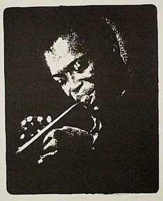 Portrait of Miles Davis.