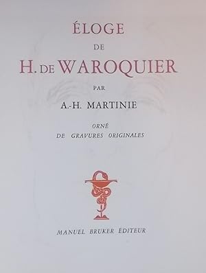 Seller image for Eloge de H. de Waroquier. for sale by Le Cabinet d'Amateur