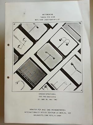 Imagen del vendedor de Wettbewerb "Ideen fr eine Berliner Leuchtenfamilie": Ergebnisprotokoll des Preisgerichts 27. und 28. Mai 1980. a la venta por Antiquariat Kelifer