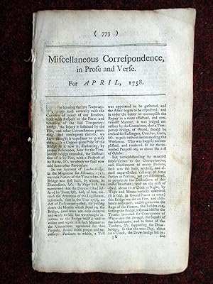 Image du vendeur pour Miscellaneous Correspondence in Prose and Verse. April 1758. mis en vente par Tony Hutchinson