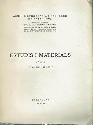 Arxiu d'Etnografia i Folklore de Catalunya. Estudis i materials, núm. 1.