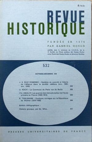 Bild des Verkufers fr REVUE HISTORIQUE numro 532 octobre-dcembre 1979 zum Verkauf von Bouquinerie L'Ivre Livre