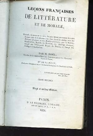 Imagen del vendedor de LECONS FRANCAISES DE LITTERATURE ET DE MORALE - TOME SECOND. a la venta por Le-Livre