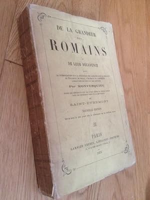 Immagine del venditore per De la grandeur des romains et de leur dcadence venduto da Librairie des Possibles