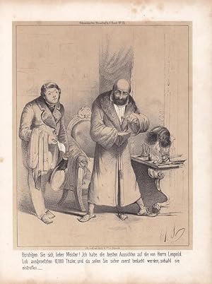 Rasur, Barbier, Perücke, Morgentoilette, Lithographie um 1855 aus Düsseldorfer Monathefte, Blattg...