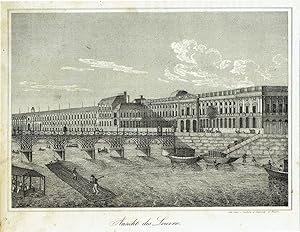 Orig.-Lithographie: Ansicht des Louvre.