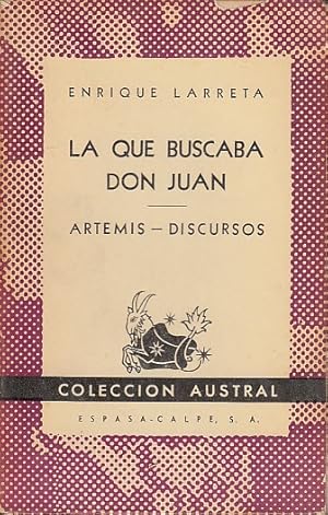 Immagine del venditore per LA QUE BUSCABA DON JUAN (Artemis; Discursos) venduto da Librera Vobiscum