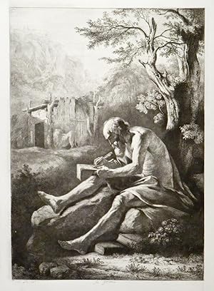 JEAN JACQUES DE BOISSIEU (1736 - 1810). "St. Jerome". Ganzfigur des heiligen Hieronymus, schreibe...