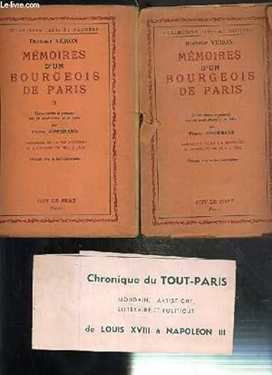 Seller image for MEMOIRES D'UN BOURGEOIS DE PARIS - 2 VOLUMES EN 2 TOMES - I + II / COLLECTION JADIS ET NAGUERE. for sale by Le-Livre