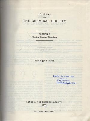 Bild des Verkufers fr Section B Physical Organic Chemistry Part I zum Verkauf von Clivia Mueller