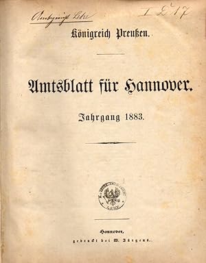 Amtsblatt für Hannover.Jahr 1883.Stück 1 bis 54