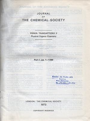 Bild des Verkufers fr Perkin Transactions II Physical Organic Chemistry Part I zum Verkauf von Clivia Mueller