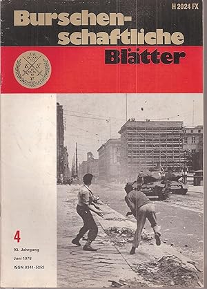 Bild des Verkufers fr Burschenschaftliche Bltter 93.Jahrgang 1978 Heft 4 zum Verkauf von Clivia Mueller