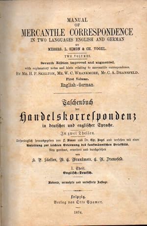Image du vendeur pour Taschenbuch der Handelskorrespondenz in deutscher und englicher mis en vente par Clivia Mueller