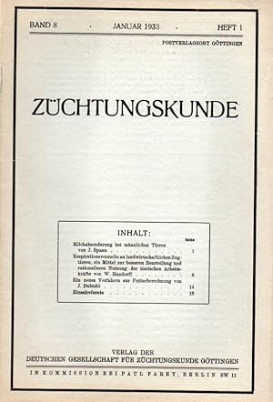 Bild des Verkufers fr Zchtungskunde 8. Band 1933 Heft 1 bis 12 (12 Hefte) zum Verkauf von Clivia Mueller