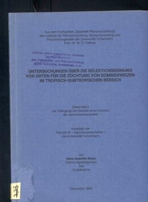 Seller image for Untersuchungen ber die Selektionseignung von Orten fr die Zchtung for sale by Clivia Mueller