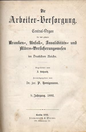 Die Arbeiter-Versorgung 9.Jahrgang 1892 Nr. 1 bis 36 (1 Band)