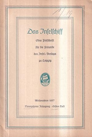 Image du vendeur pour Das Inselschiff Neunzehnter Jahrgang 1937/38 Hefte 1 und 4 (4 Hefte) mis en vente par Clivia Mueller