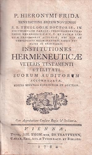 Institutiones Hermeneuticae Veteris Testamenti Utilitati Suorum